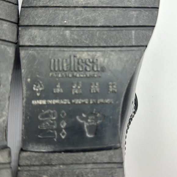 Mini Melissa Black Mary Jane Stacked Shoes Size 4 - Picture 7 of 8